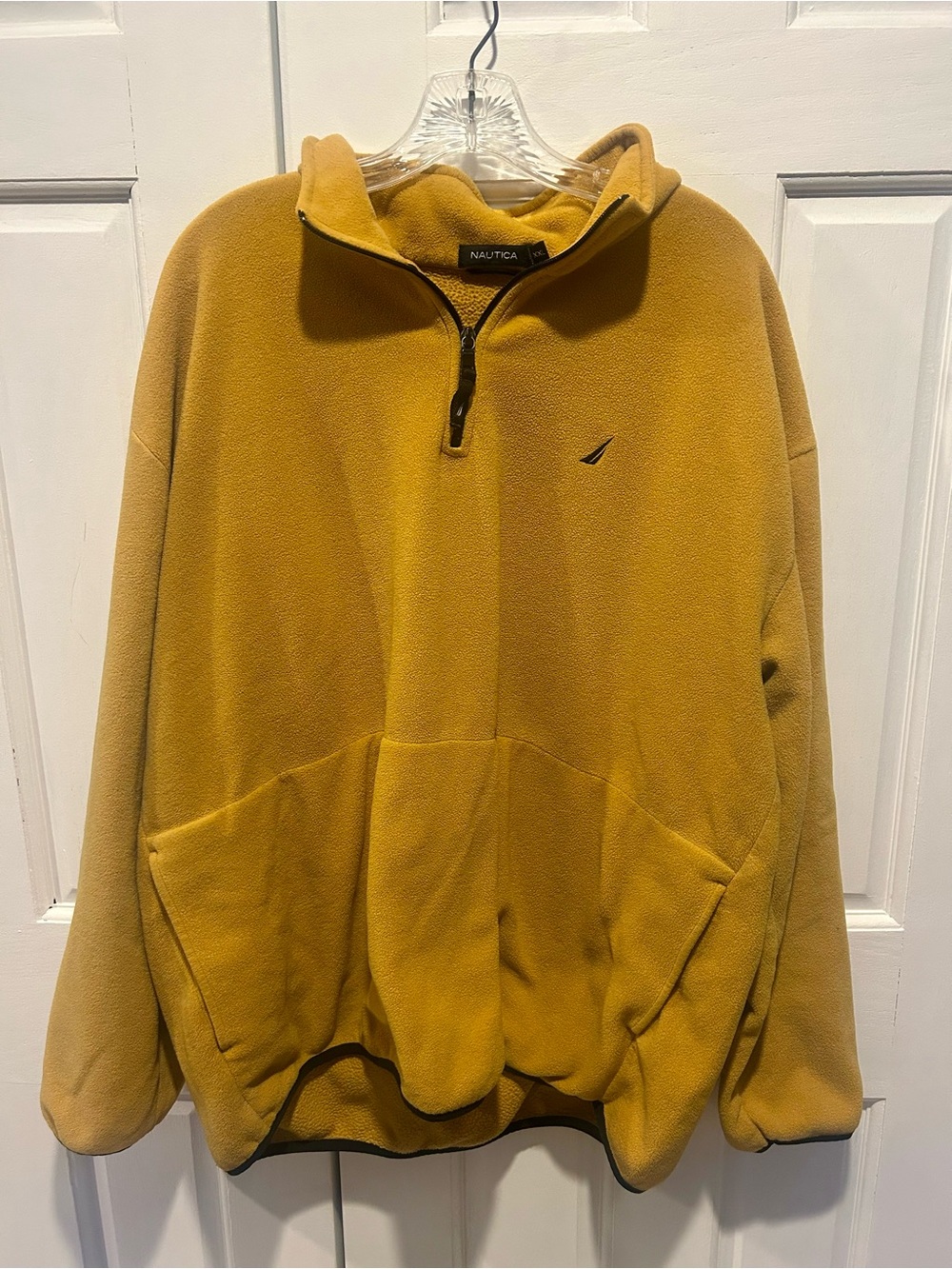 Nautica Men's Mustard Yellow Quarter-Zip Fleece Pullover